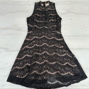 Love Fire Black & Nude Lace Mock Neck Dress - Size Small (NWOT)